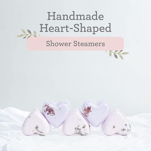 Lizush Luxury Spa Gift Basket And Self Care Gifts For Women With Mint, Lavender, Grapefruit, And Eucalyptus Heart-Shaped Shower Steamers With Box and Card - Personalized - 5 Piece Set in Saudi Arabia
