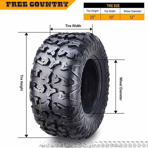 مجموعة من 4 إطارات HD 8PR UTV ATV 25x10-12 25x10x12 مع عروات جانبية كاملة مميزة/واقي جرجر 10265 in Kuwait