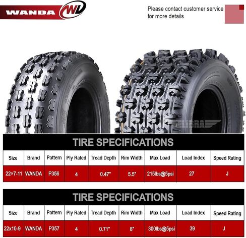 مجموعة 4 إطارات WANDA Sport ATV مقاس 22x7-11 أمامية و22x10-9 خلفية GNCC (جراند ناشيونال كروس كونتري) إطارات سباق متوافقة مع هوندا ريكون 250 سوزوكي أوزارك 250 in Kuwait