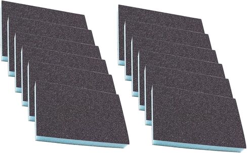 12 قطعة من إسفنجة الصنفرة 100 حبيبة متوسطة الحجم، إسفنجة سنفرة رطبة وجافة، إسفنجة سنفرة قابلة للغسل، وسادات سنفرة قابلة لإعادة الاستخدام، إسفنجة سنفرة تلميع للأثاث الخشبي المعدني in Kuwait