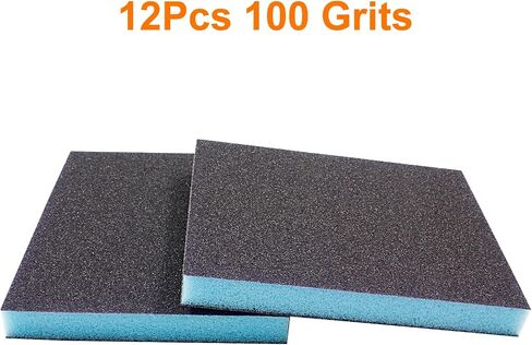 12 Pcs 100 Grit Sanding Sponge Medium Sanding Block, Wet Dry Sanding Sponge Washable Sanding Sponge, Reusable Sanding Pads Polish Sanding Sponge for Wood Metal Furniture in Saudi Arabia