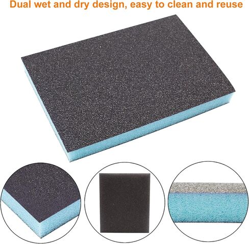 12 قطعة من إسفنجة الصنفرة 100 حبيبة متوسطة الحجم، إسفنجة سنفرة رطبة وجافة، إسفنجة سنفرة قابلة للغسل، وسادات سنفرة قابلة لإعادة الاستخدام، إسفنجة سنفرة تلميع للأثاث الخشبي المعدني in Kuwait