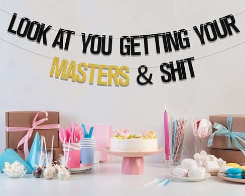 Look at You Getting Your Masters Banner, Congrats Master Degree Graduate, Happy Graduation Party Decorations Supplies, 2024 College Graduation Party Decorations Supplies Black Gold in Saudi Arabia