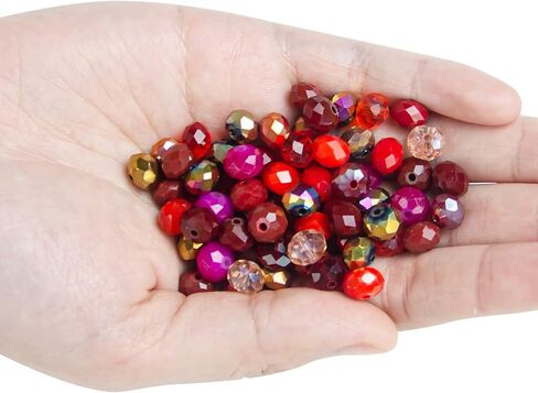 200 قطعة من الخرز الزجاجي الكريستالي لصنع المجوهرات، 6 مم متعدد الألوان من الخرز الزجاجي ذو الأوجه الزرقاء مع فتحة، خرز فاصل بريوليت زجاجي من الكريستال لمشاريع صناعة الحرف اليدوية للمجوهرات in Kuwait