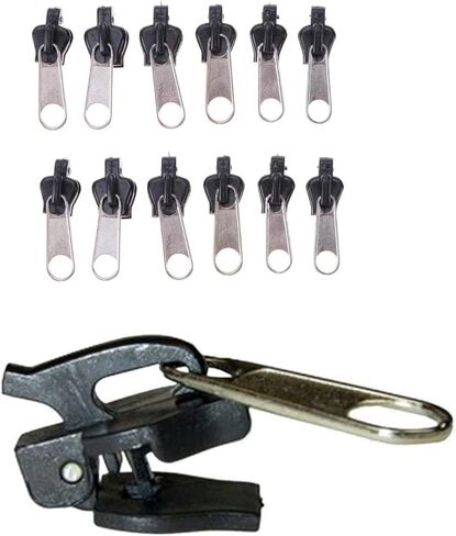 12Pcs Black Universal Instant Fix Zipper Repair Kit Replacement Zip Slider Teeth Zippers Resistant Design Arts, Crafts and Sewing, Fasteners, Zipper Repair Kit, Sewing Notions and Supplies, Fasteners in Saudi Arabia