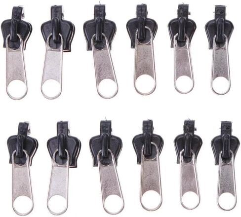 12Pcs Black Universal Instant Fix Zipper Repair Kit Replacement Zip Slider Teeth Zippers Resistant Design Arts, Crafts and Sewing, Fasteners, Zipper Repair Kit, Sewing Notions and Supplies, Fasteners in Saudi Arabia