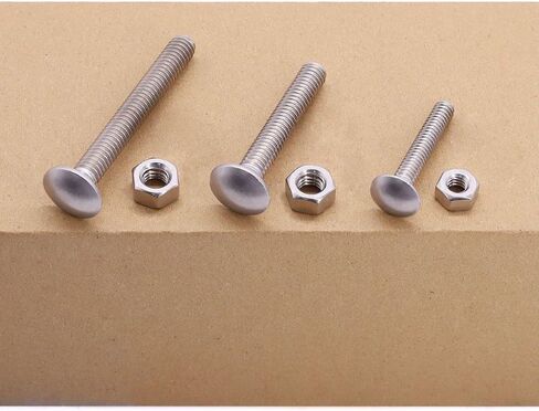 M6-1.0 × 35 مم (12 مجموعة) مسمار النقل DIN603 مع صامولة سداسية DIN934، خيط خشن كامل، 304 فولاذ مقاوم للصدأ 18-8، مسامير برقبة مربعة ذات رأس مستدير in Kuwait