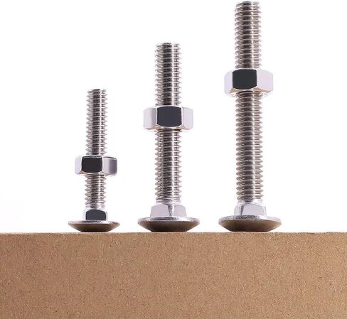 M6-1.0 × 35 مم (12 مجموعة) مسمار النقل DIN603 مع صامولة سداسية DIN934، خيط خشن كامل، 304 فولاذ مقاوم للصدأ 18-8، مسامير برقبة مربعة ذات رأس مستدير in Kuwait