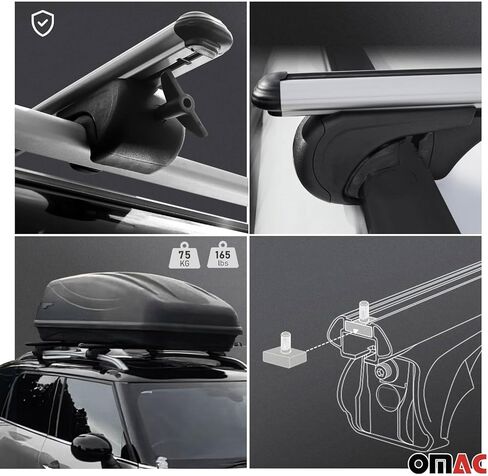 OMAC Roof Rack Cross Bars for Cadillac SRX 2004-2016 Lockable 165Lbs Metal Black 2Pcs fits Cargo Carriers Kayak Canoe Bike Snowboard in Saudi Arabia