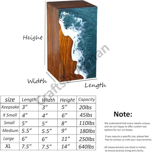 Handcrafted Rosewood Urn Box with Ocean Wave Design – Elegant Urn for Human Ashes | Urn for Human Ashes | Urns for Human Ashes Adult Male & Female | Decorative Urns | Wooden Urns (9"x5.5"(180Cu/in)) in Saudi Arabia