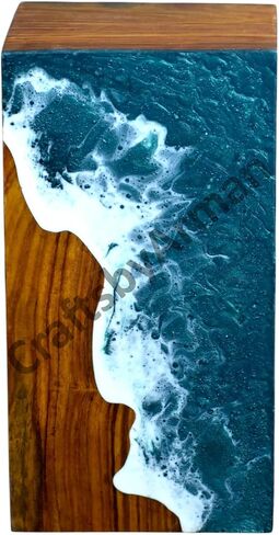 Handcrafted Rosewood Urn Box with Ocean Wave Design – Elegant Urn for Human Ashes | Urn for Human Ashes | Urns for Human Ashes Adult Male & Female | Decorative Urns | Wooden Urns (9"x5.5"(180Cu/in)) in Saudi Arabia
