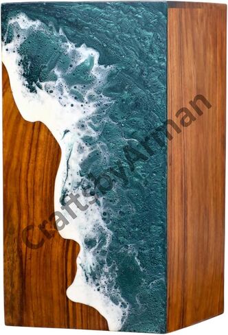 Handcrafted Rosewood Urn Box with Ocean Wave Design – Elegant Urn for Human Ashes | Urn for Human Ashes | Urns for Human Ashes Adult Male & Female | Decorative Urns | Wooden Urns (9"x5.5"(180Cu/in)) in Saudi Arabia