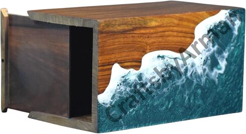 Handcrafted Rosewood Urn Box with Ocean Wave Design – Elegant Urn for Human Ashes | Urn for Human Ashes | Urns for Human Ashes Adult Male & Female | Decorative Urns | Wooden Urns (9"x5.5"(180Cu/in)) in Saudi Arabia