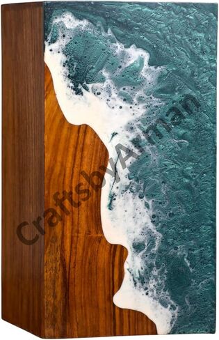 Handcrafted Rosewood Urn Box with Ocean Wave Design – Elegant Urn for Human Ashes | Urn for Human Ashes | Urns for Human Ashes Adult Male & Female | Decorative Urns | Wooden Urns (9"x5.5"(180Cu/in)) in Saudi Arabia
