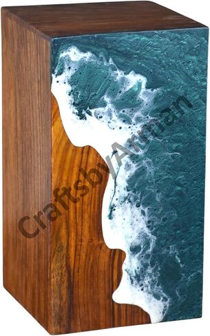 Handcrafted Rosewood Urn Box with Ocean Wave Design – Elegant Urn for Human Ashes | Urn for Human Ashes | Urns for Human Ashes Adult Male & Female | Decorative Urns | Wooden Urns (9"x5.5"(180Cu/in)) in Saudi Arabia