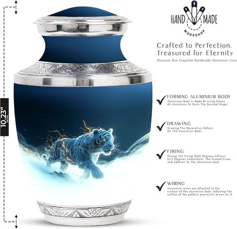 Tiger Urn - Cremation Urn Human Ashes - Burial Urns for Adult Human Ashes - Urn for Human Ashes - Ashes Holder (10 inch Pack of 1) in Saudi Arabia