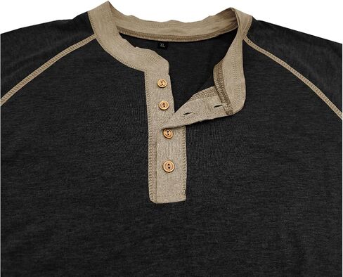 Mens Henley Shirts Long Sleeve Casual Classic Button T-Shirt Lightweight Stylish Pullover Tees Top in Saudi Arabia