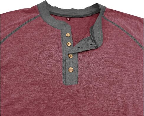 Mens Henley Shirts Long Sleeve Casual Classic Button T-Shirt Lightweight Stylish Pullover Tees Top in Saudi Arabia