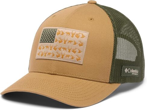 كولومبيا للجنسين PHG Game Flag Mesh Snap Back، الصحراء/الأخضر الفائض/علم الصيد، مقاس واحد in Kuwait