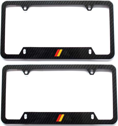 (Pack of 2) German License Plate Frame Aluminum with Carbon Fiber Finished Screw & Caps Included! Universal Fit License Plate Frame for Mercedes Benz Porsche BMW Audi Volkswagen VW in Saudi Arabia
