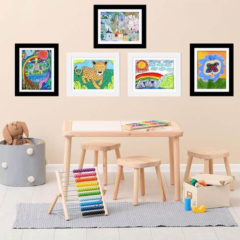 Kids Artwork Frames Changeable, Front Opening Kids Art Frames Changeable Display 8.5x11 Frame Holds 100 Art Work For Children 3D Drawing Crafts Hanging Artwork, 2 Pack With Diy Sticker, Black in Saudi Arabia
