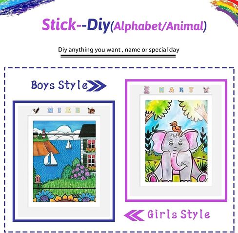 Kids Artwork Frames Changeable, Front Opening Kids Art Frames Changeable Display 8.5x11 Frame Holds 100 Art Work For Children 3D Drawing Crafts Hanging Artwork, 2 Pack With Diy Sticker, Black in Saudi Arabia