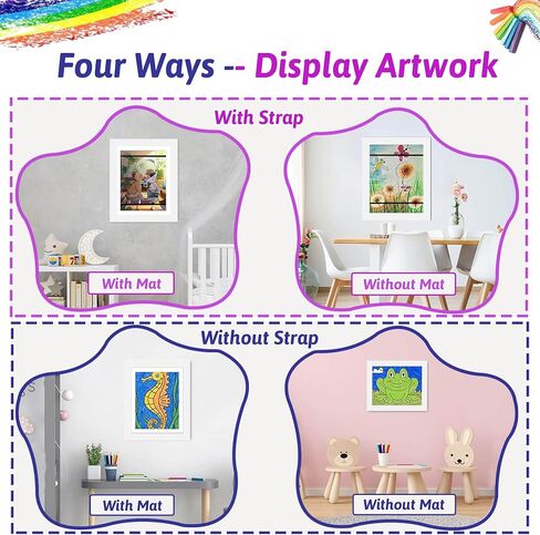 Kids Artwork Frames Changeable, Front Opening Kids Art Frames Changeable Display 8.5x11 Frame Holds 100 Art Work For Children 3D Drawing Crafts Hanging Artwork, 2 Pack With Diy Sticker, Black in Saudi Arabia