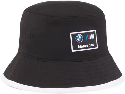 قبعة BMW M Motorsport Bucket HAT باللون الأسود مع لون أبيض متباين in Saudi Arabia