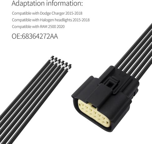 HiSport 68364272AA 2PCS Halogen Headlight Connector Harness Pigtail Compatible with Dodge Charger 2015-2018 in Saudi Arabia