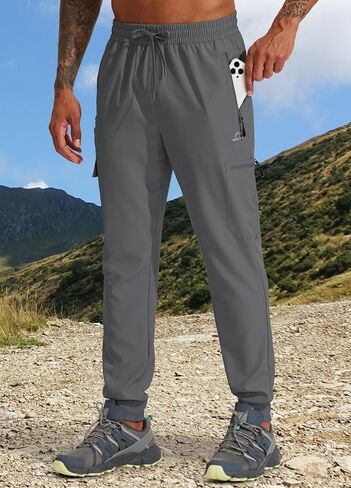 Men's Hiking Joggers Athletic Pants for Running Travel Lithtweight with Zipper Pockets in Saudi Arabia