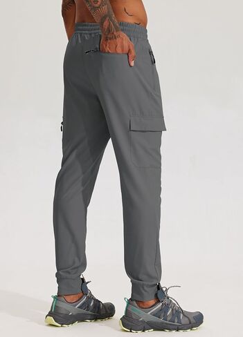 Men's Hiking Joggers Athletic Pants for Running Travel Lithtweight with Zipper Pockets in Saudi Arabia