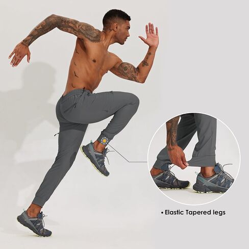 Men's Hiking Joggers Athletic Pants for Running Travel Lithtweight with Zipper Pockets in Saudi Arabia