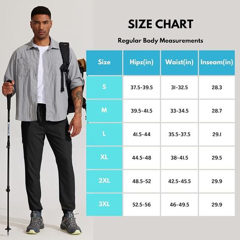 Men's Hiking Joggers Athletic Pants for Running Travel Lithtweight with Zipper Pockets in Saudi Arabia