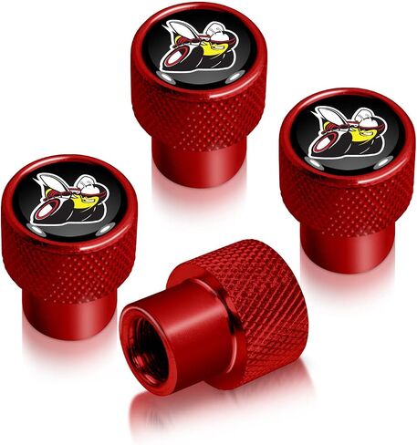 iPick Image for Dodge Scat-Pack Full Color in Black on Red Aluminum Tire Valve Stem Caps - Official Licensed in Saudi Arabia