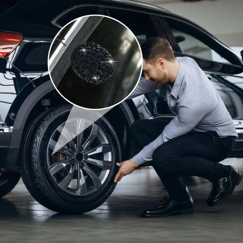 4 قطع من أغطية صمامات الإطارات من حجر الراين، أغطية صمامات الإطارات، ملحقات السيارة للنساء، مضادة للتآكل، زخرفة لامعة، AC-6-112 مناسبة لجميع أنواع صمامات المركبات (أسود) in Kuwait