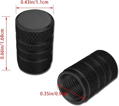Car Tire Stem Valve Caps, 4 Pcs Aluminum Alloy Valve Stem Covers, Corrosion Resistant Leak-Proof Tire Cap Cover Accessories, Universal Wheel Air Valve Caps for SUV Car Bike (Black, Whorl) in Kuwait