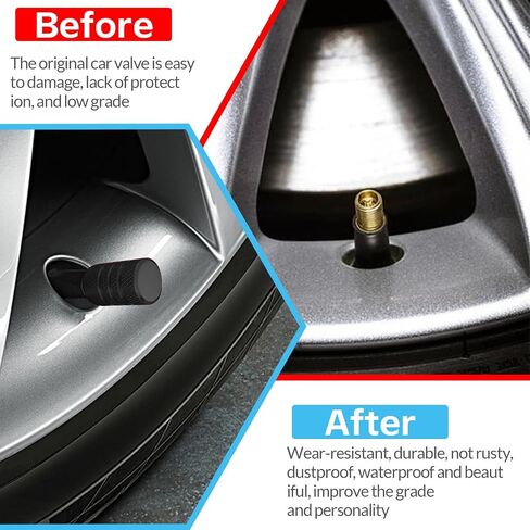 Car Tire Stem Valve Caps, 4 Pcs Aluminum Alloy Valve Stem Covers, Corrosion Resistant Leak-Proof Tire Cap Cover Accessories, Universal Wheel Air Valve Caps for SUV Car Bike (Black, Whorl) in Kuwait