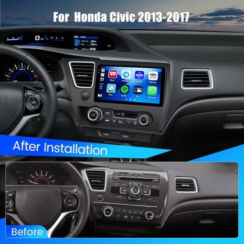 8 Core 6+128GB Android 13 Car Stereo for Honda Civic 2013-2017 with Wireless Apple Carplay, 9 Inch IPS Touchscreen Car Radio 59UI GPS Navigation WiFi 32EQ DSP Backup Camrea in Saudi Arabia