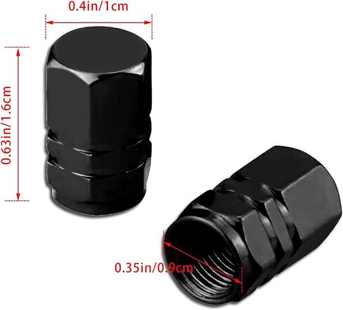 Car Tire Stem Valve Caps, 4 Pcs Aluminum Alloy Valve Stem Covers, Corrosion Resistant Leak-Proof Tire Cap Cover Accessories, Universal Wheel Air Valve Caps for SUV Car Bike (Black, Whorl) in Kuwait