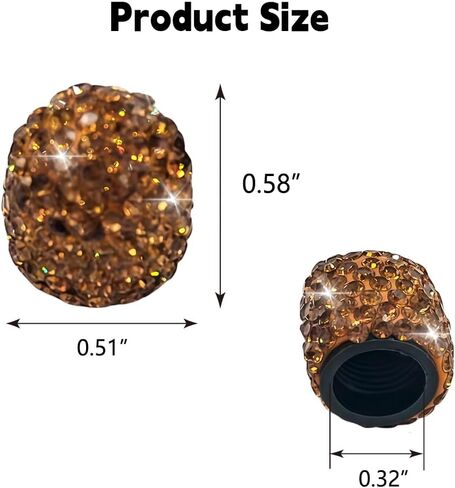 4PCS Rhinestone Tire Valve Caps, Tire Valve Caps, Car Accessories for Women, Anti-Corrosion, Shiny Decoration, AC-6-112 Suitable for All Kinds of Vehicle Valves (Black) in Saudi Arabia