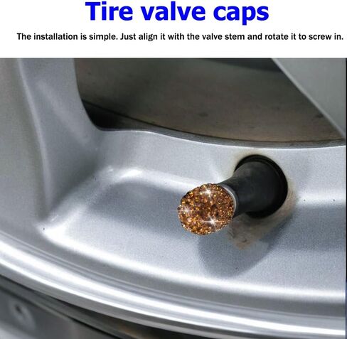 4PCS Rhinestone Tire Valve Caps, Tire Valve Caps, Car Accessories for Women, Anti-Corrosion, Shiny Decoration, AC-6-112 Suitable for All Kinds of Vehicle Valves (Black) in Saudi Arabia