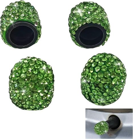 4PCS Rhinestone Tire Valve Caps, Tire Valve Caps, Car Accessories for Women, Anti-Corrosion, Shiny Decoration, AC-6-112 Suitable for All Kinds of Vehicle Valves (Black) in Saudi Arabia