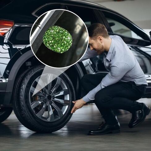 4PCS Rhinestone Tire Valve Caps, Tire Valve Caps, Car Accessories for Women, Anti-Corrosion, Shiny Decoration, AC-6-112 Suitable for All Kinds of Vehicle Valves (Black) in Saudi Arabia