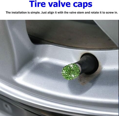 4PCS Rhinestone Tire Valve Caps, Tire Valve Caps, Car Accessories for Women, Anti-Corrosion, Shiny Decoration, AC-6-112 Suitable for All Kinds of Vehicle Valves (Black) in Saudi Arabia