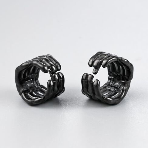 LADEMAYH 2pcs Gothic Skeleton Hands Ear Gauges for Stretched Ears, 6 Gauge 316L Stainless Steel Ear Cuffs for Halloween Stacked Body Art Jewelry, Lightweight Punk Ear Hangers for 4mm+ Ear Lobes in Saudi Arabia