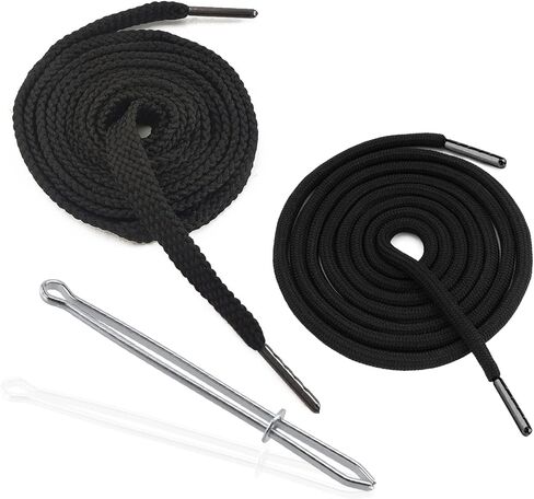 WALWAL 1 Pcs 51 Inch Replacement Drawstrings Cotton Drawstring Cord, Suitable for Sweatpants Hoodies Shorts(Black, Metal Rope Head) in Kuwait