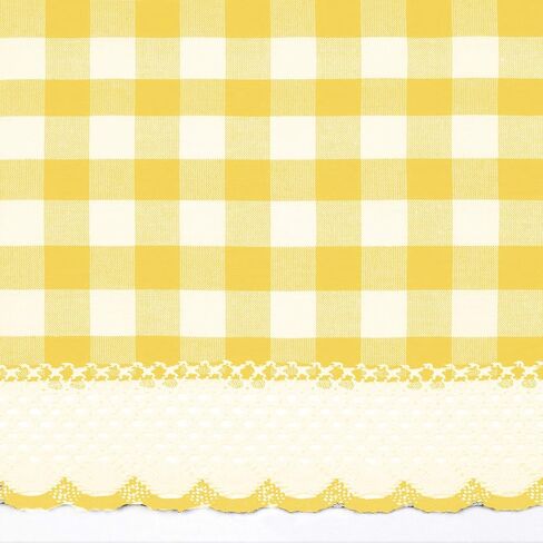Woven Trends Room Darkening Window Valance, 58W x 14L Inches Top Rod Pocket Checkered Gingham Curtain Valance Scarf, Modern Farmhouse Window Curtain Valance Classic Buffalo Checked Plaid, Yellow in Saudi Arabia