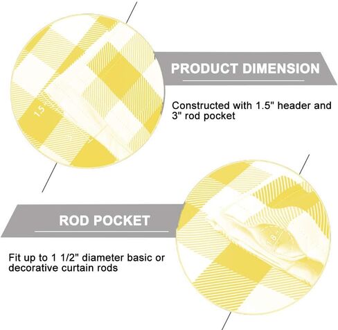 Woven Trends Room Darkening Window Valance, 58W x 14L Inches Top Rod Pocket Checkered Gingham Curtain Valance Scarf, Modern Farmhouse Window Curtain Valance Classic Buffalo Checked Plaid, Yellow in Saudi Arabia