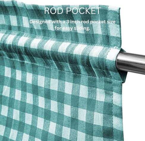 2 Panels Curtain Valances for Kitchen Windows, Bathroom, Living Rooms - Rod Pocket Short Curtain Topper Window Treatment - Farmhouse Rustic Window Valances (2 Pack, W60 x L14, Aqua) in Saudi Arabia