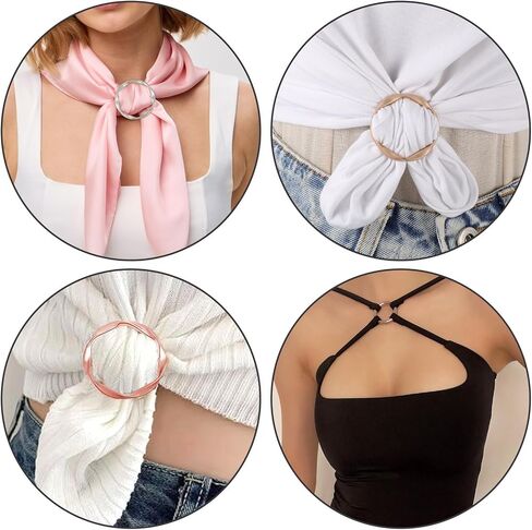 14 Pcs Silk Scarf Ring Circle T-Shirt Ties Clips for Women Fashion Shirt Clips for Women Clothing Cinch Clip Waist Clothes Corner Knotted Buckle Clothing Ring Wrap Holder in Saudi Arabia